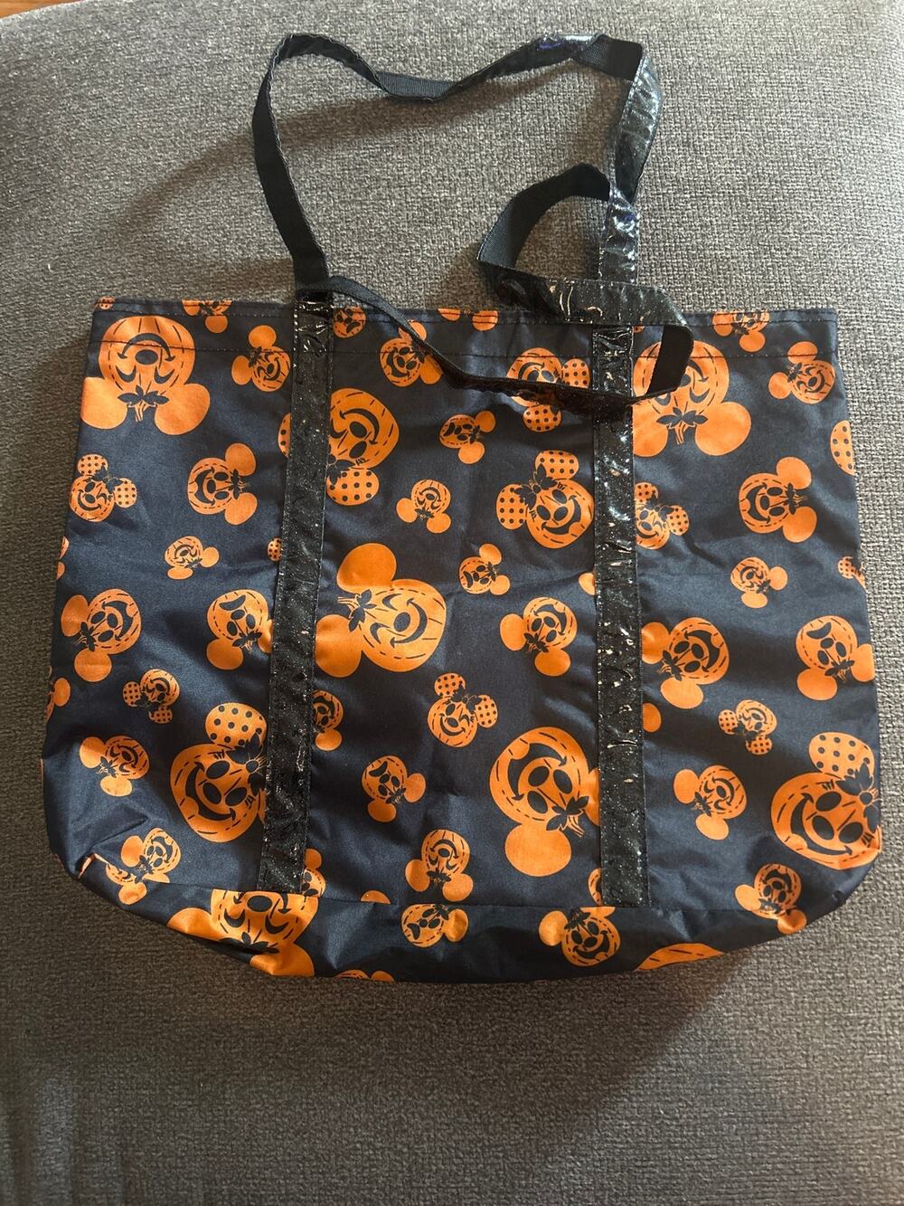 Disney Mickey Mouse Pumpkin Halloween Orange Black Large Tote 14 x 16